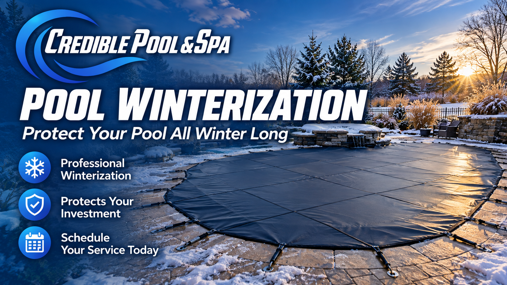 Credible Pool & Spa Pool Winterization &mdash; protect your pool all winter long